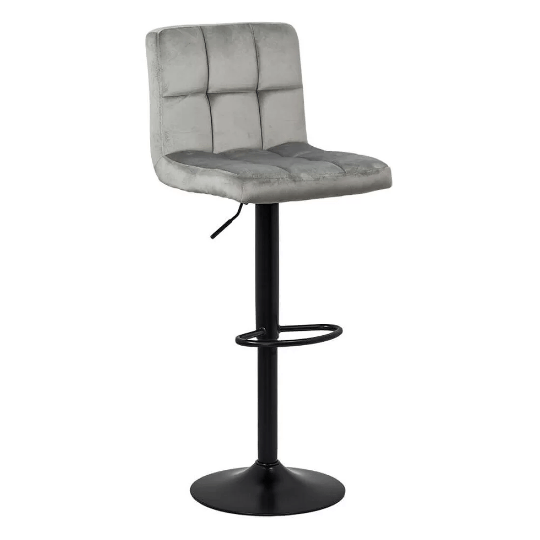 Scaun bar catifea cadru negru reglabil ABS191B London Bliss GRI DESCHIS