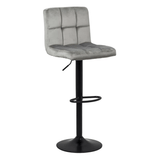 Scaun bar catifea cadru negru reglabil ABS191B London Bliss GRI DESCHIS