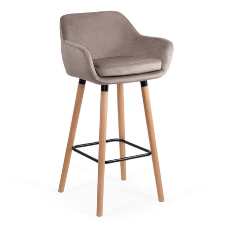 Scaun bar catifea picioare lemn sezut lavabil ABS1271 Studio BEJ