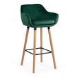 Scaun bar catifea picioare lemn sezut lavabil ABS1271 Studio VERDE INCHIS