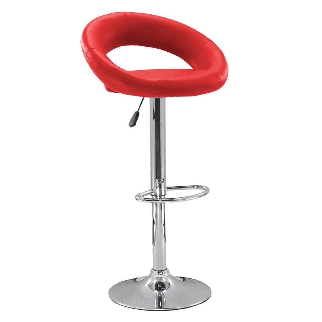 Scaun bar piele cadru cromat ajustabil ABS151 Chique ROSU