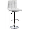 Scaun bar piele cadru cromat ajustabil ABS191 Square Shots ALB