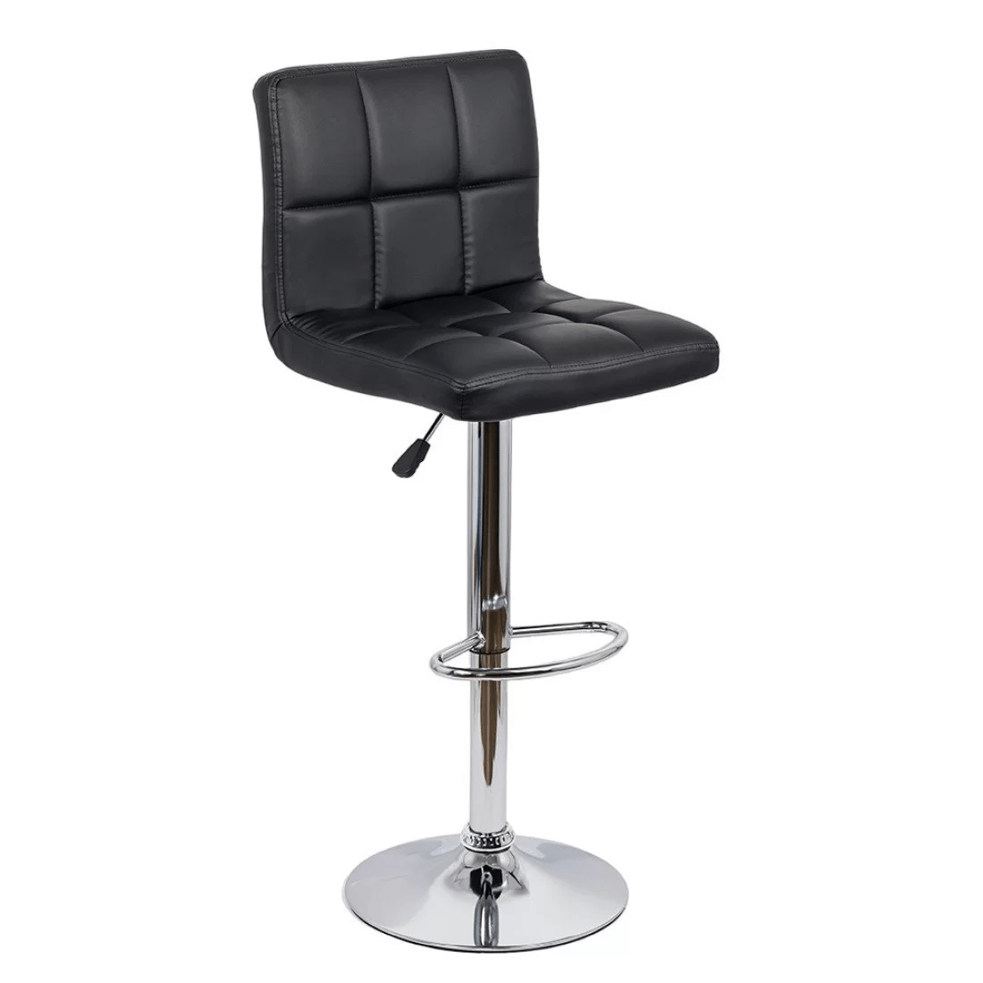 Scaun bar piele cadru cromat ajustabil ABS191 Square Shots NEGRU