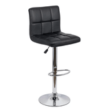 Scaun bar piele cadru cromat ajustabil ABS191 Square Shots NEGRU