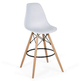 Scaun bar plastic picioare lemn ABS139 Scandinavian Leaf ALB
