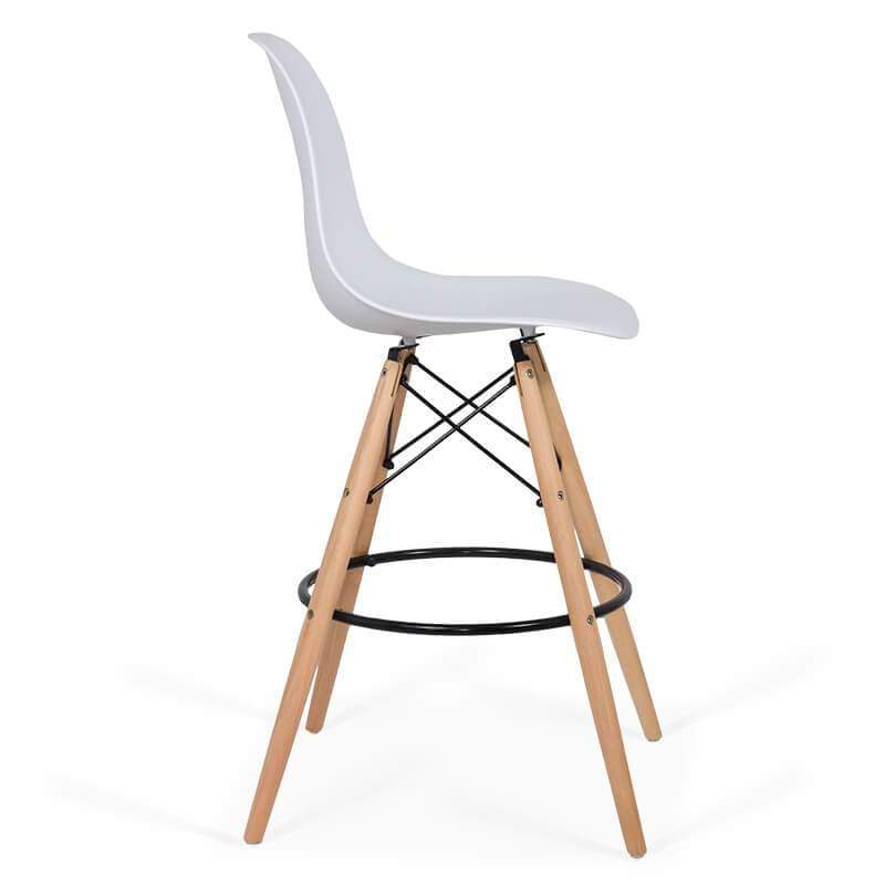 Scaun bar plastic picioare lemn ABS139 Scandinavian Leaf