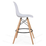 Scaun bar plastic picioare lemn ABS139 Scandinavian Leaf