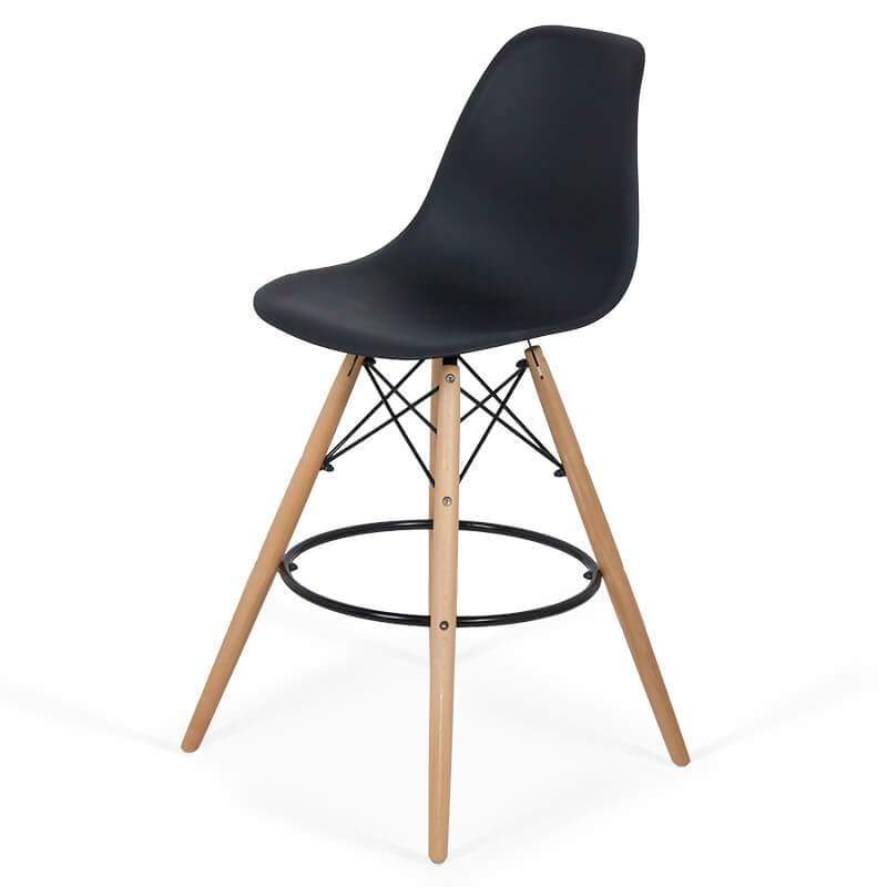 Scaun bar plastic picioare lemn ABS139 Scandinavian Leaf