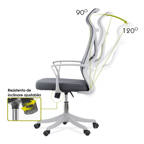 Scaun birou antracit, sezut buretat, spatar panza, OFF431 Aero Light