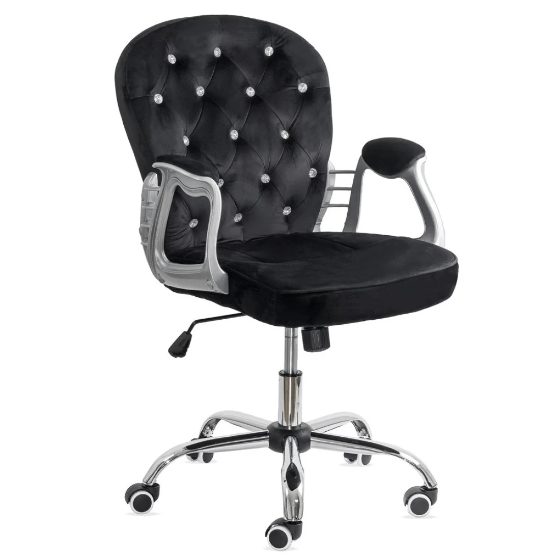 Scaun birou catifea cadru cromat OFF437 Tea House NEGRU