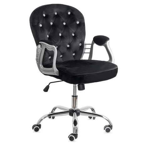 Scaun birou catifea cadru cromat OFF437 Tea House NEGRU