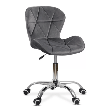 Scaun birou catifea cusaturi diamant cadru cromat OFF334 Classy GRI INCHIS