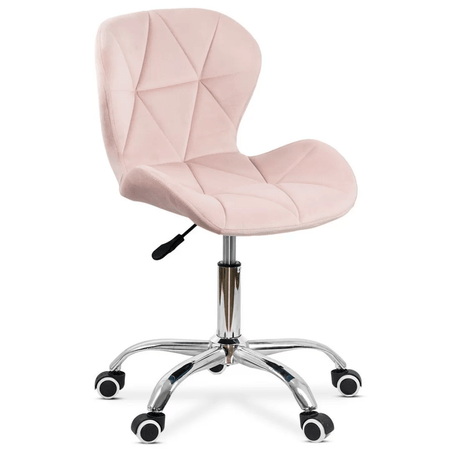 Scaun birou catifea cusaturi diamant cadru cromat OFF334 Classy ROZ