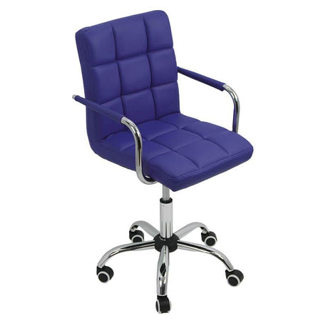 Scaun birou copii albastru piele cadru cromat OFF328 Cool Kids