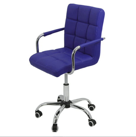 Scaun birou copii albastru piele cadru cromat OFF328 Cool Kids