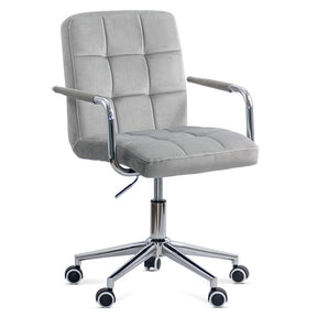 Scaun birou copii catifea cadru cromat OFF328 Cool Kids Academic GRI DESCHIS