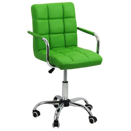 Scaun birou copii verde piele cadru cromat OFF328 Cool Kids