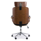 Scaun birou executiv negru piele insertii lemn OFF1607 High Street