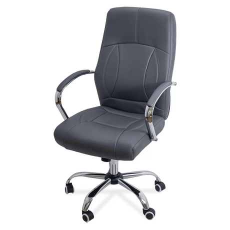 Scaun birou piele cadru cromat mecanism balans OFF331 Business Casual