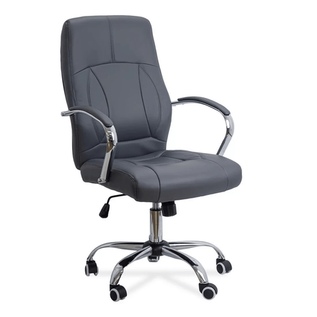 Scaun birou piele cadru cromat mecanism balans OFF331 Business Casual