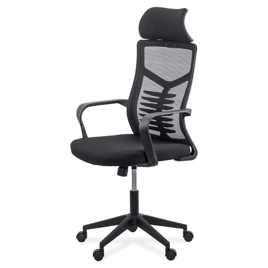 Scaun birou negru stofa buretata suport lombar fix OFF717 Palm