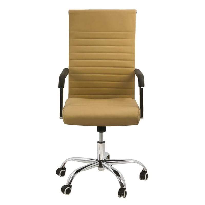 Scaun birou piele bej cusaturi orizontale OFF319 Cordial Max
