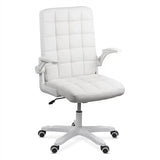 Scaun birou piele buretat brate rabatabile OFF332 Unibreeze ALB