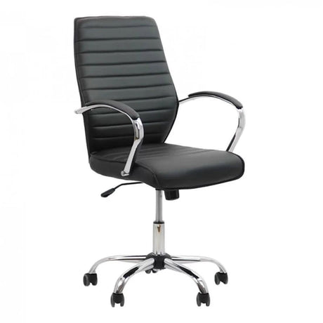 Scaun birou piele cadru cromat ajustabil OFF323 MaxiWork NEGRU