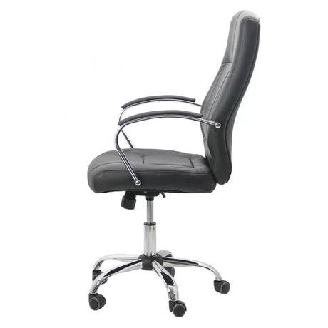 Scaun birou piele cadru cromat mecanism balans OFF331 Business Casual