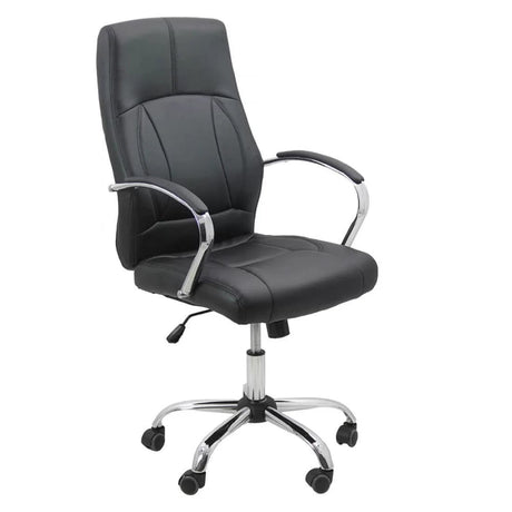 Scaun birou piele cadru cromat mecanism balans OFF331 Business Casual NEGRU
