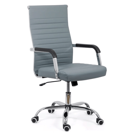 Scaun birou piele gri cusaturi orizontale OFF319 Cordial Max