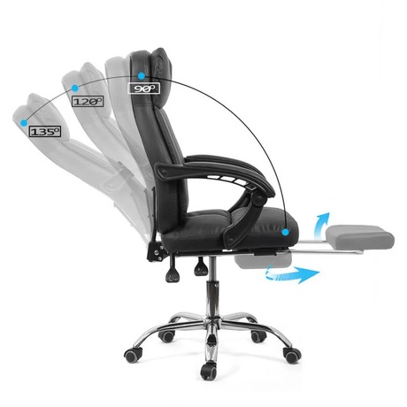 Scaun birou piele negru relaxare OFF321 Activair