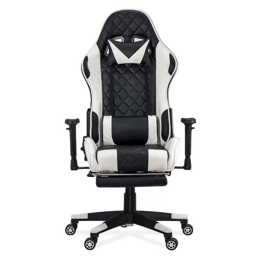 Scaun birou relaxare negru-alb piele 110 kg OFF307 Alfa King