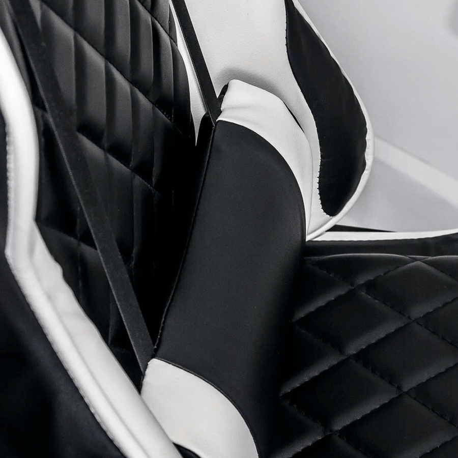 Scaun birou relaxare negru-alb piele 110 kg OFF307 Alfa King
