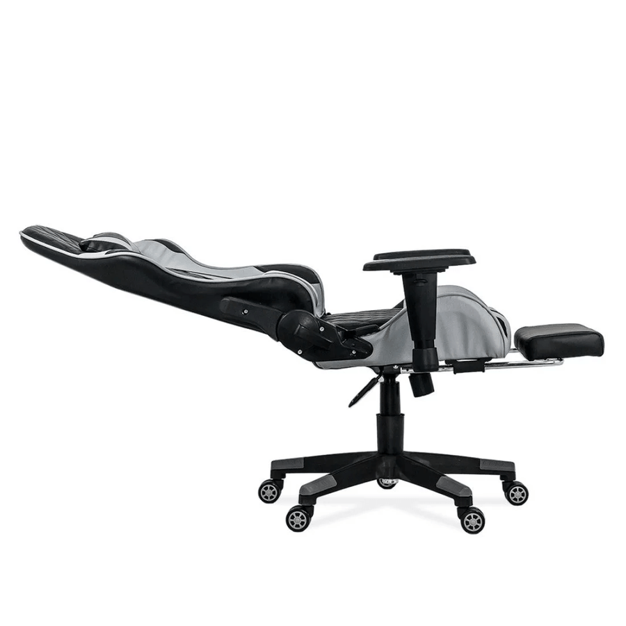 Scaun birou relaxare negru-gri piele 110 kg OFF307 Alfa King