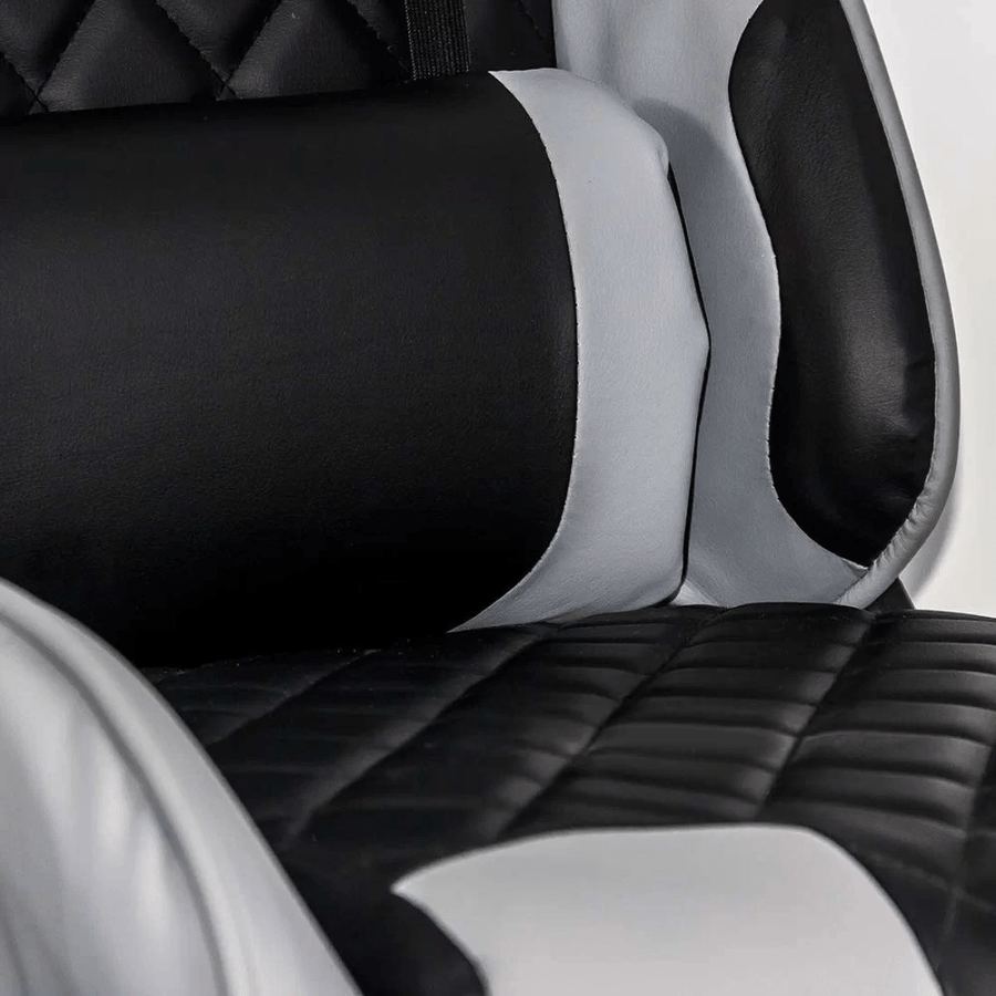Scaun birou relaxare negru-gri piele 110 kg OFF307 Alfa King