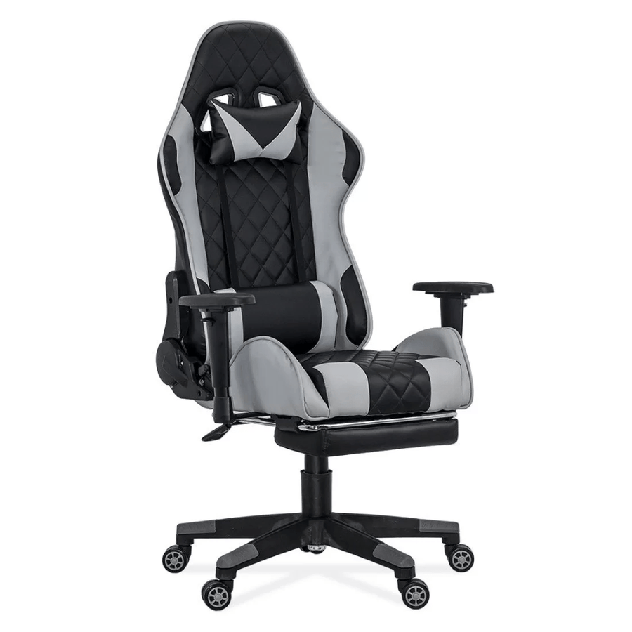 Scaun birou relaxare negru-gri piele 110 kg OFF307 Alfa King