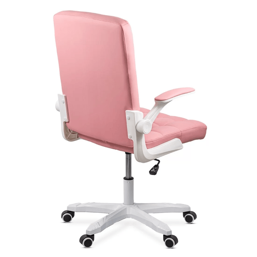 Scaun birou roz piele brate rabatabile albe OFF332 Unibreeze