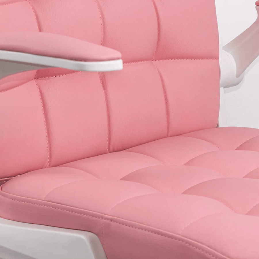 Scaun birou roz piele brate rabatabile albe OFF332 Unibreeze