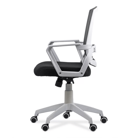 Scaun birou stofa mesh negru cadru alb roti cauciuc ajustabil OFF624 Aero  Tech Pro eDepot