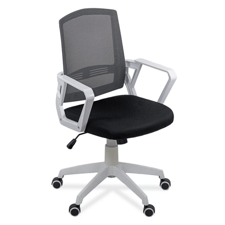 Scaun birou stofa mesh negru cadru alb roti cauciuc ajustabil OFF624 Aero  Tech Pro