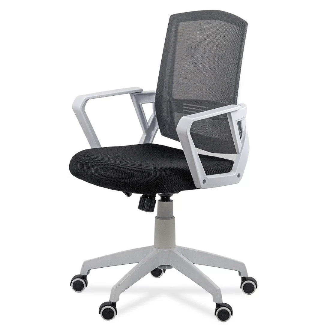 Scaun birou stofa mesh negru cadru alb roti cauciuc ajustabil OFF624 Aero  Tech Pro