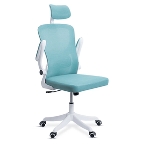 Scaun birou stofa sezut buretat brate rabatabile cadru alb OFF336 Glow BLEU