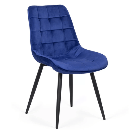 Scaun bleumarin catifea cadru metalic negru BUC206 Cote D'Azur