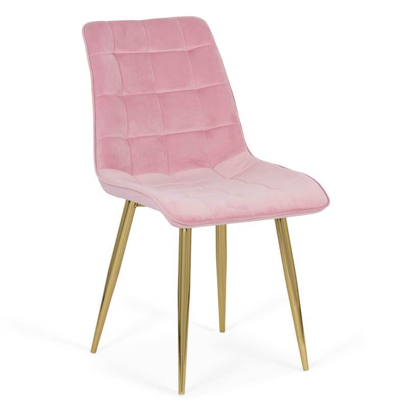 Scaun bucatarie albastru catifea cadru otel auriu BUC252 Golden Standard