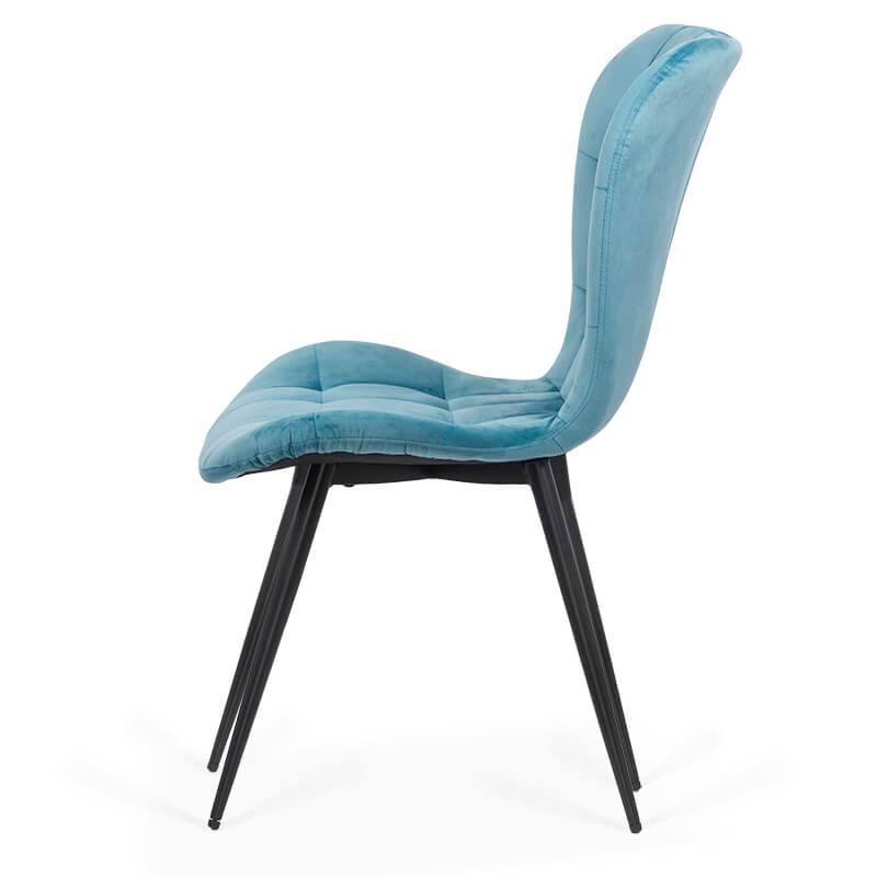 Scaun bucatarie catifea turcoaz cadru antracit BUC247 Chateau Azul