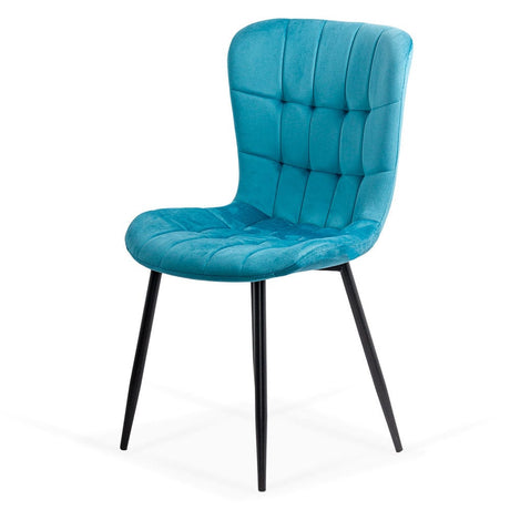 Scaun bucatarie catifea turcoaz cadru antracit BUC247 Chateau Azul