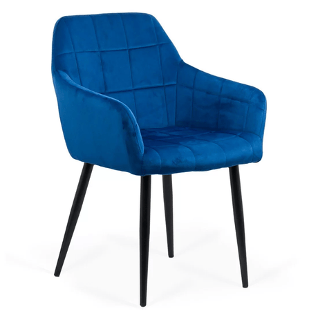 Scaun catifea albastru picioare metalice BUC260 Checkers