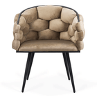 Scaun catifea bej picioare metalice BUC256 Eleonor