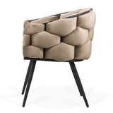 Scaun catifea bej picioare metalice BUC256 Eleonor